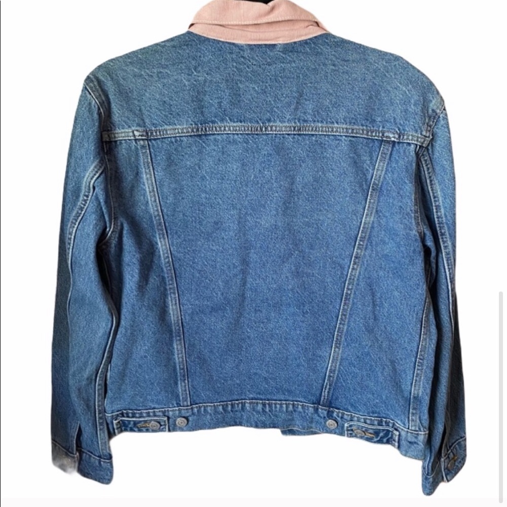 Levi’s Denim Trucker Jacket Pink Corduroy Collar Oversized Size M NWT - Picture 7 of 9
